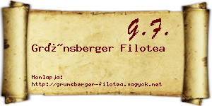 Grünsberger Filotea névjegykártya
